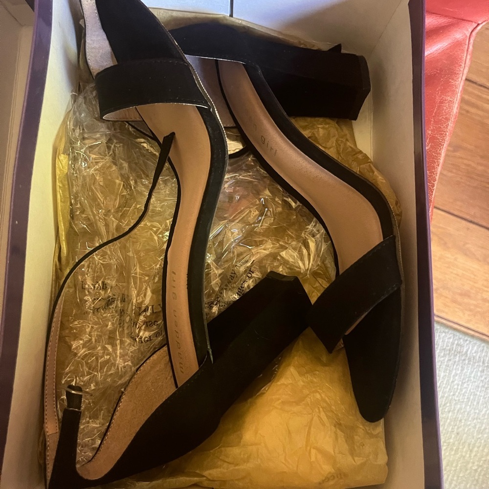 Black Block Heel Ankle Strap Heels